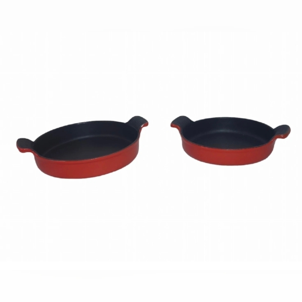 Country Cottage by Ultrex Set Of 2 Cast Iron Round Red Medium & Small